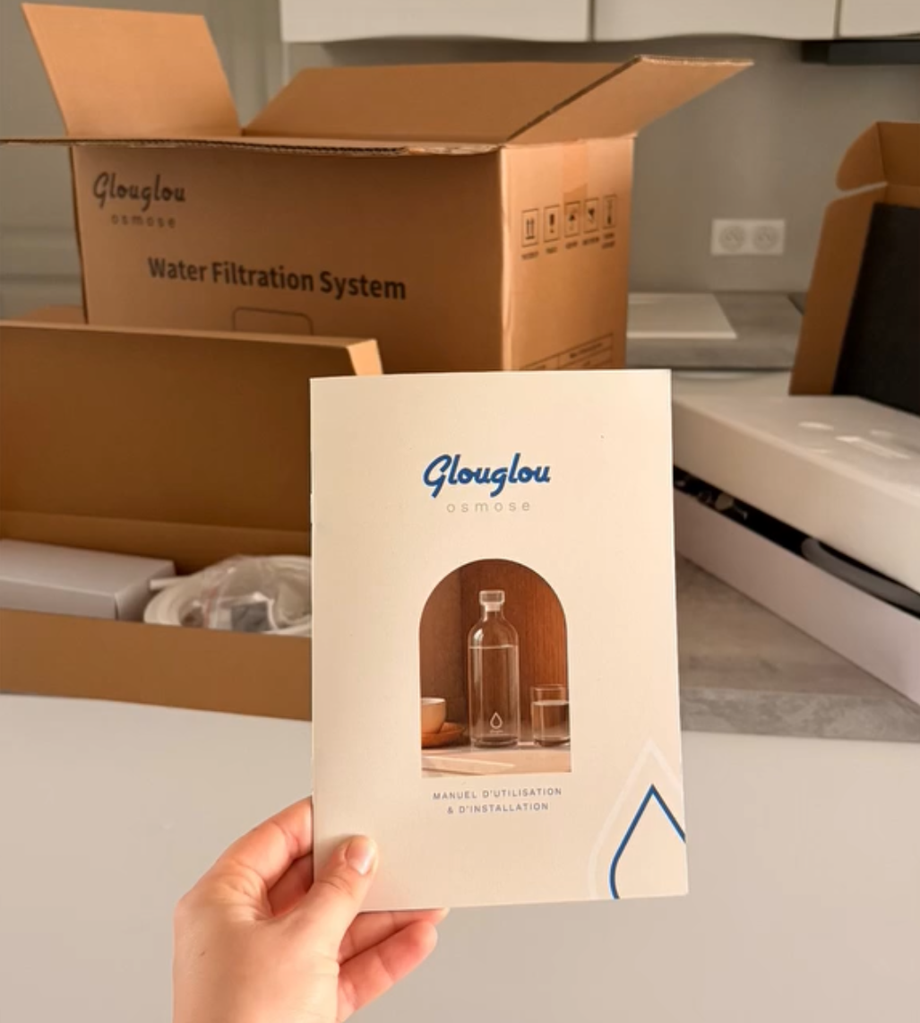 Unboxing du kit Glouglou avec manuel et cartons — Glouglou OSMO ONE