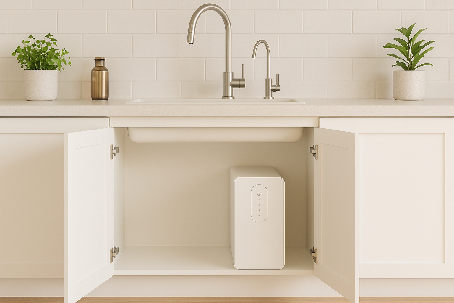 Glouglou OSMO ONE installé sous un évier de cuisine